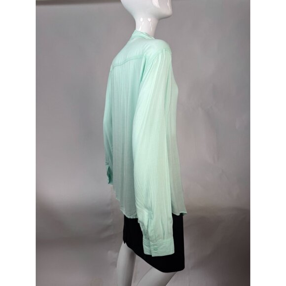 Old Navy Womens Mint Green Long Sleeve Button-Up Shirt Lightweight Rayon Size XL - Picture 13 of 16